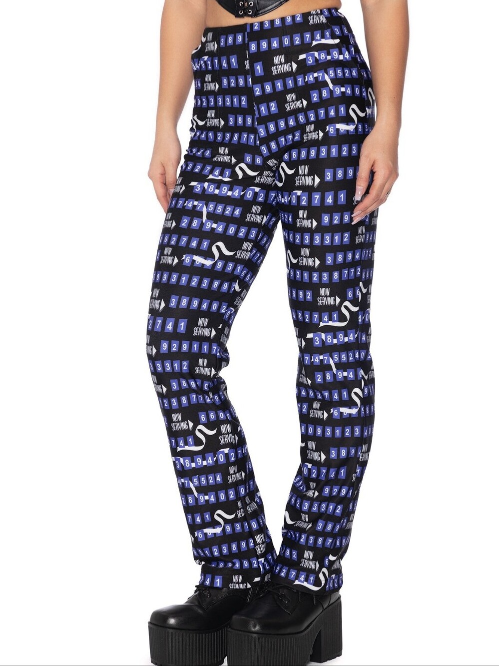 Blackmilk Beetlejuice Now Serving Ticket Number High Waist Straight Leg Pant XS - Picture 4 of 14